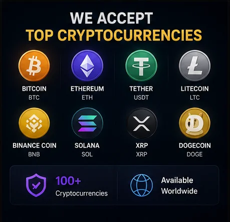 Икони на поддържани криптовалути в Vavada: Bitcoin, Ethereum, Litecoin и Tether